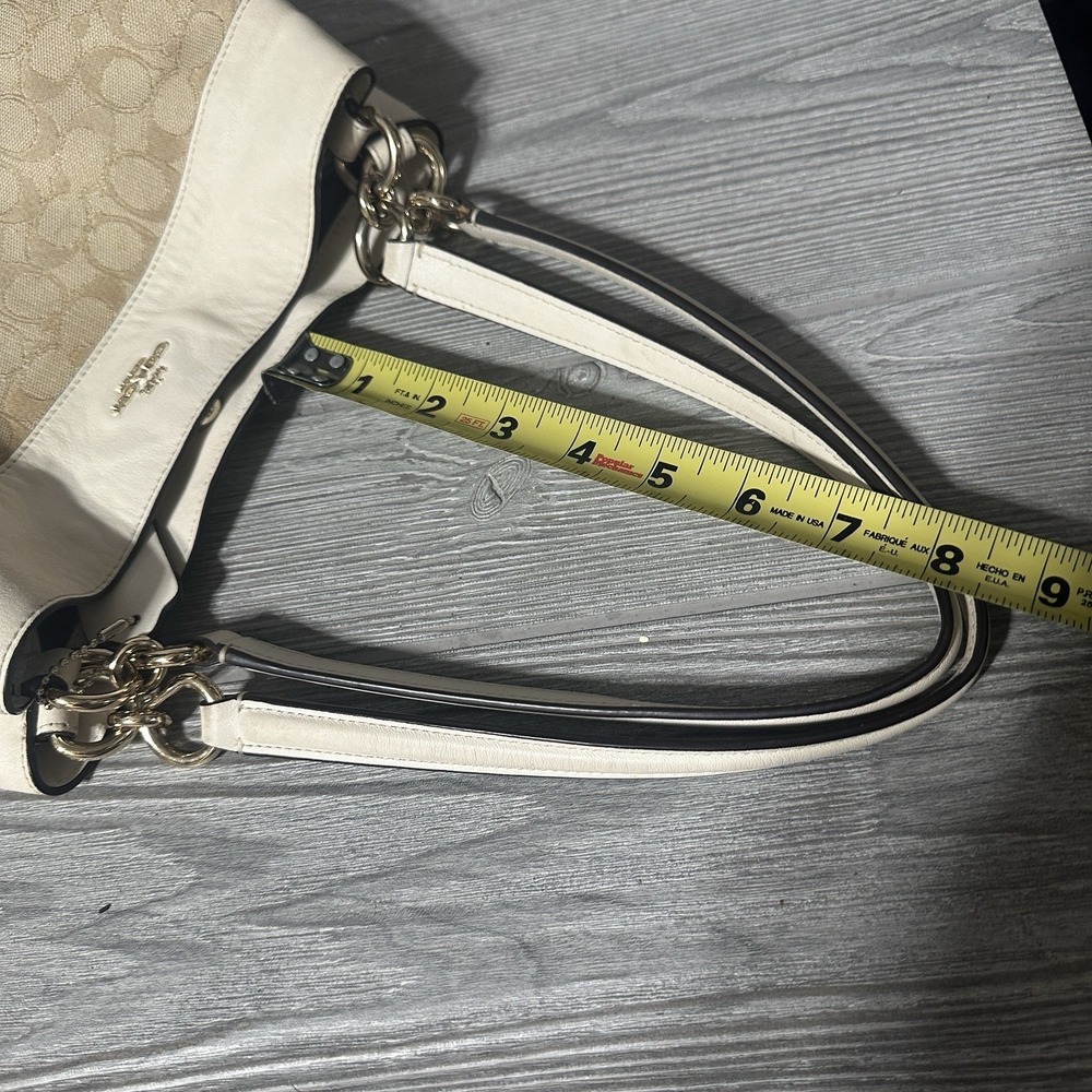 Coach Lexy Hobo Bag Signature Jacquard Fabric & Leather F57612 Chalk White Khaki - Picture 8 of 11